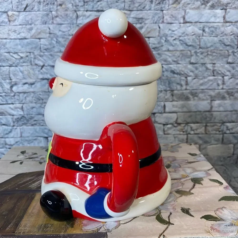 Holiday Ceramic Santa Teapot with Lid Christmas Decor